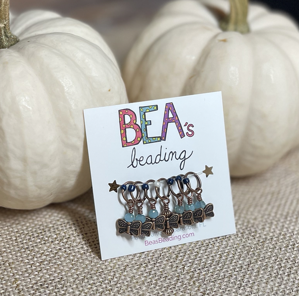 Bead Knitting Stitch Markers 10 Pcs Bead Knitting Markers Set Olive Green  Mother of Pearl Shell Beads 