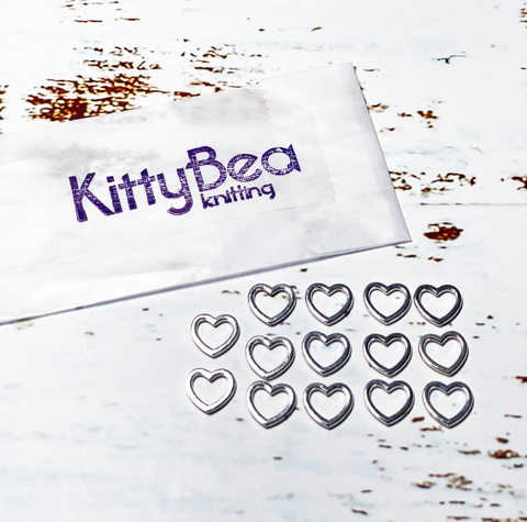 KittyBea Knitting Metal Stitch Markers Heart Teardrop Flower Star Silv