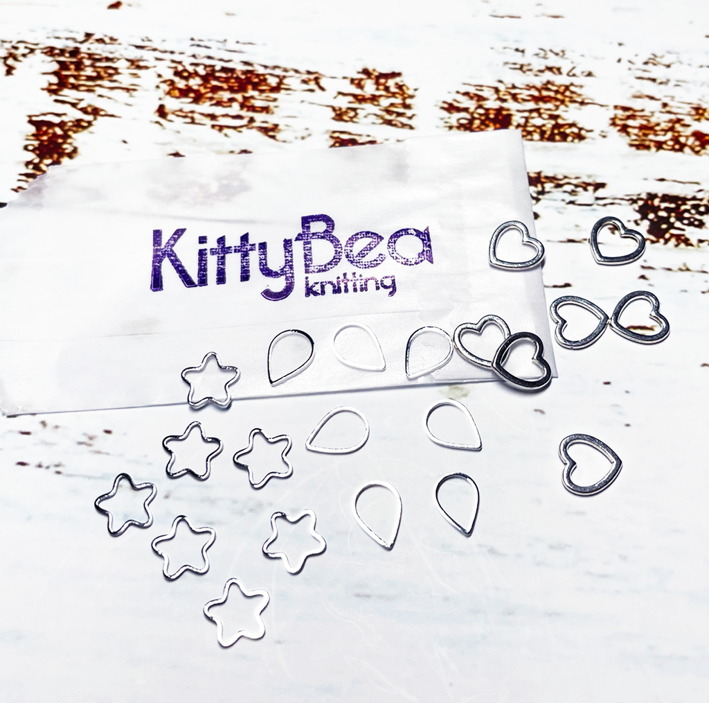 KittyBea Knitting Metal Stitch Markers Teardrop Gold Silver Snagless S