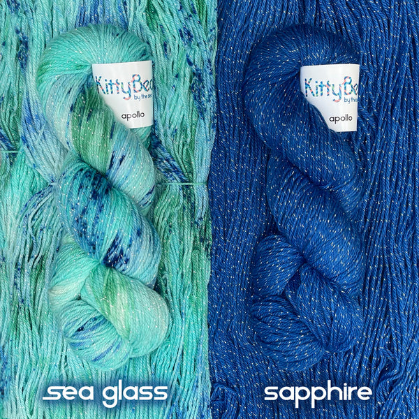 Apollo: Superwash Merino Nylon Lurex | KittyBea by the Sea | Hand-Dyed Knitting Crochet Yarn