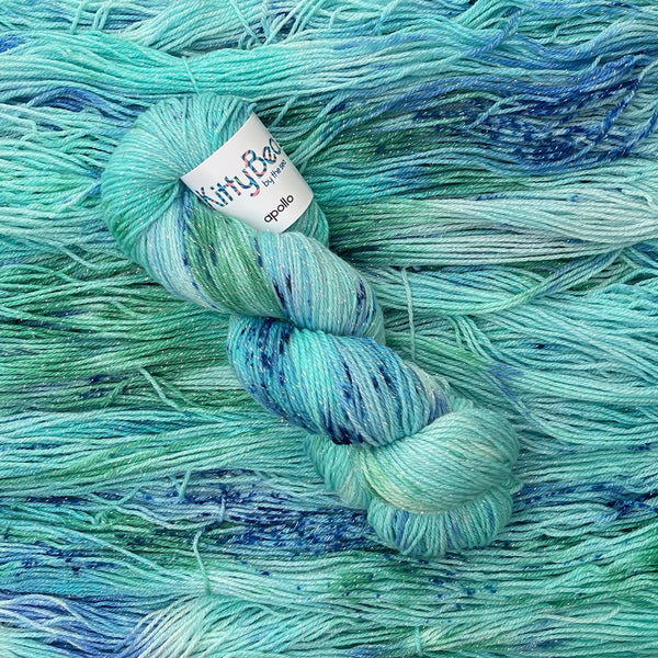 Apollo: Superwash Merino Nylon Lurex | KittyBea by the Sea | Hand-Dyed Knitting Crochet Yarn